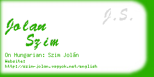 jolan szim business card