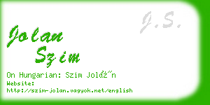 jolan szim business card